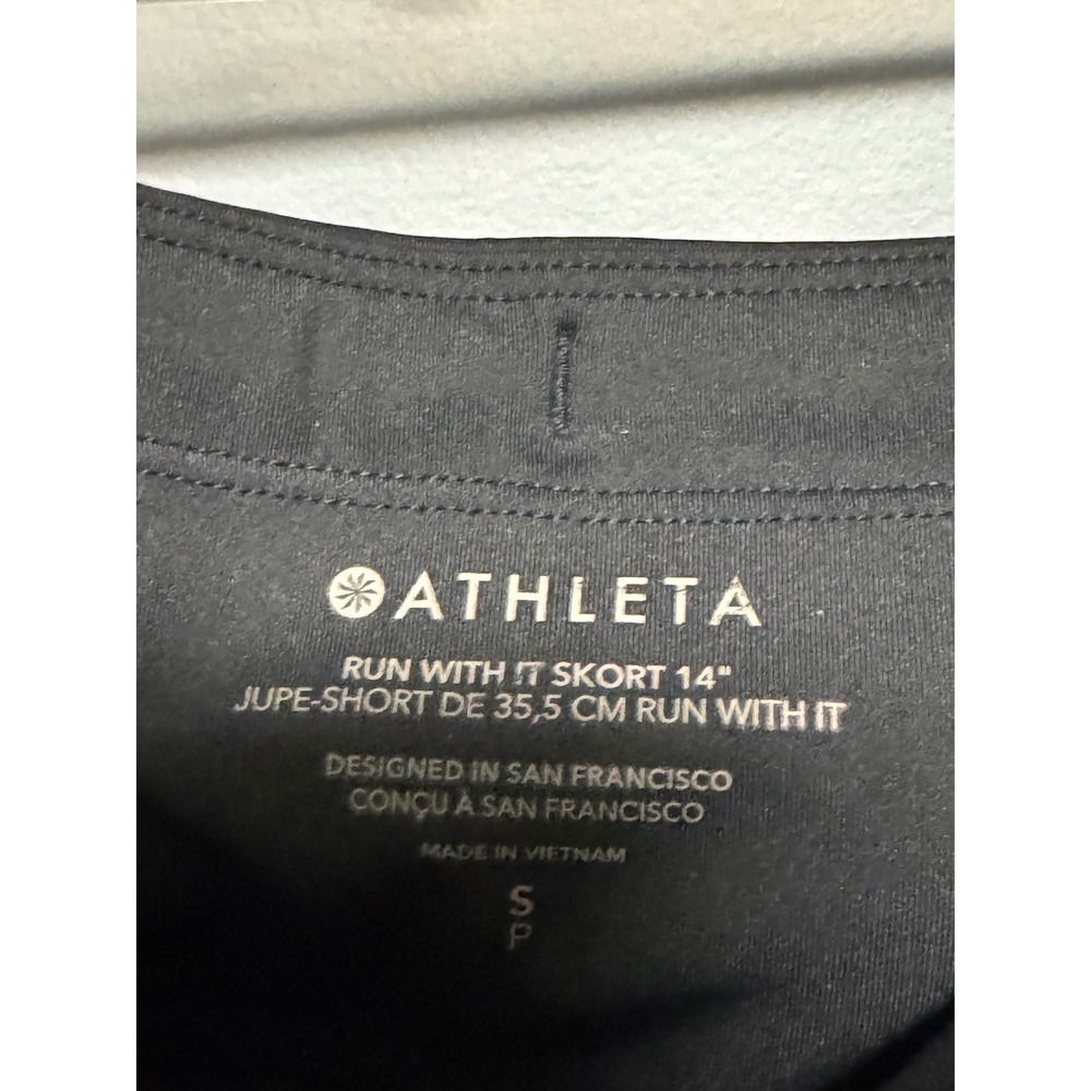 Athleta Run With It Skort 14" Black Athletic Running Skirt Small Small Pocket - Picture 3 of 6